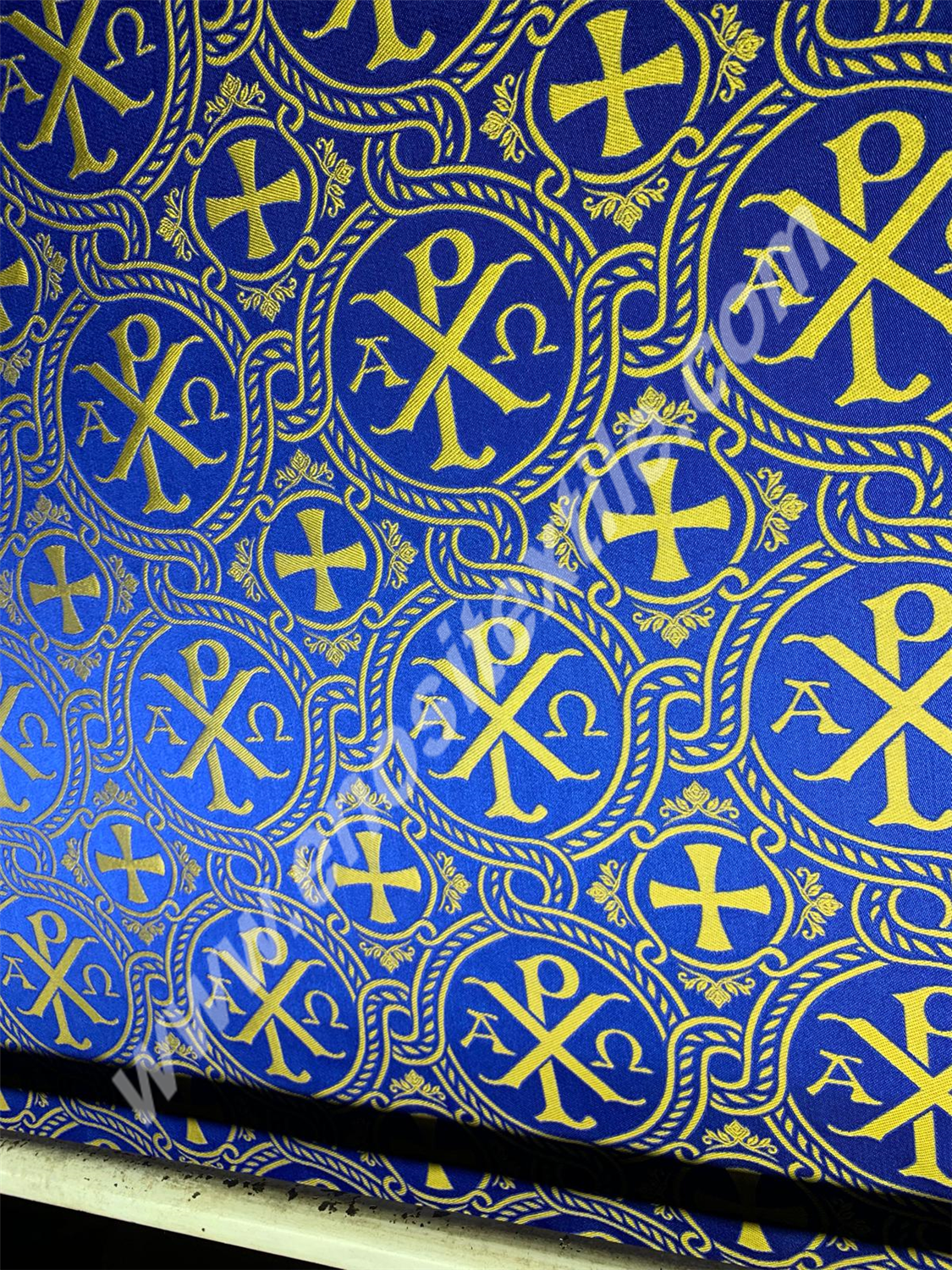 KL-023 Dark Blue-Gold Brocade Fabrics